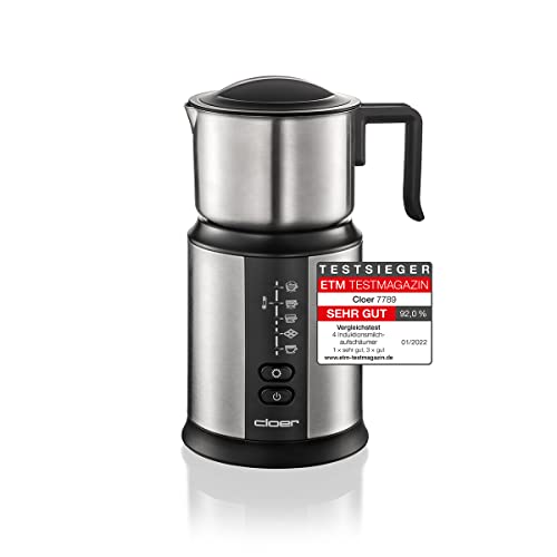 Cloer 7789 Induktions-Milchaufschäumer, für bis zu 450 ml, kalter oder warmer Milchschaum, heiße...