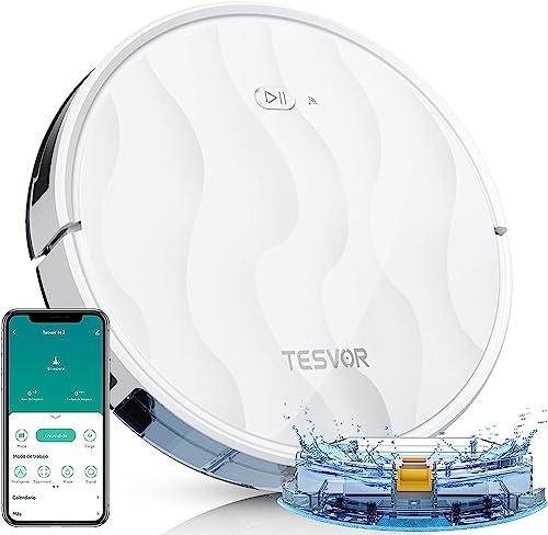 Tesvor Saugroboter mit Wischfunktion,M2 Staubsauger Roboter,6000Pa Starke Saugkraft...